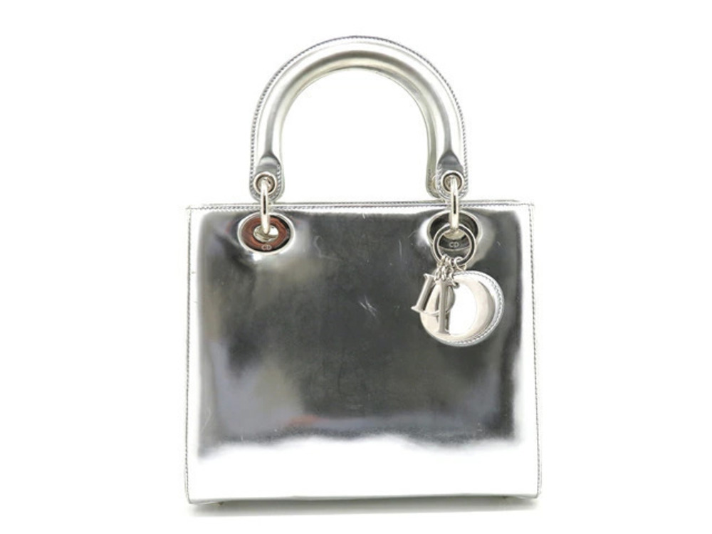 Christian Dior Lady Shoulder Bag Metal Calf Leather
